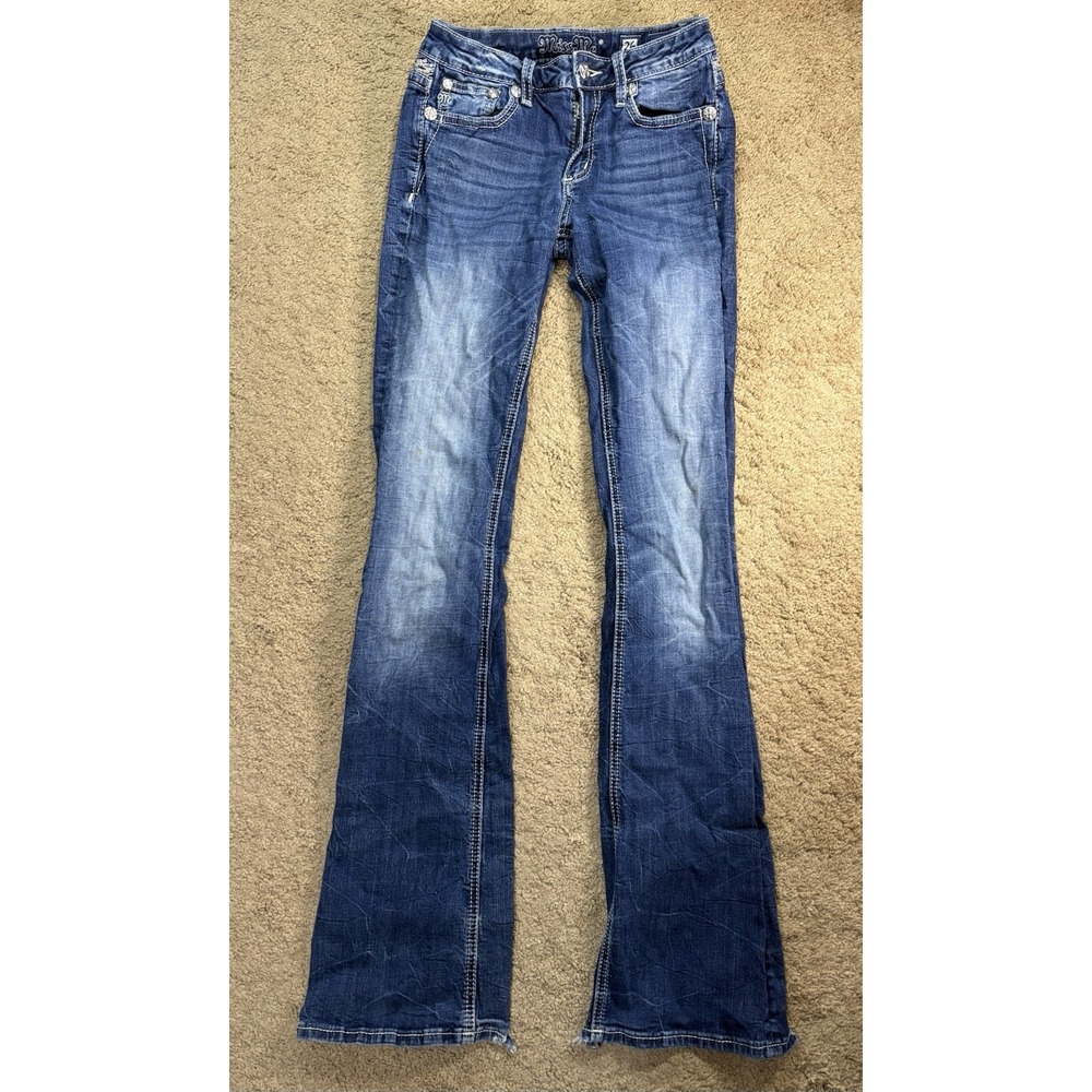 Miss Me Bootcut Jean Women 26 Floral Embellished Low Rise Cowgirl